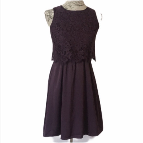 LOFT Dresses & Skirts - 🆕 Loft Eggplant Lace Dress XS